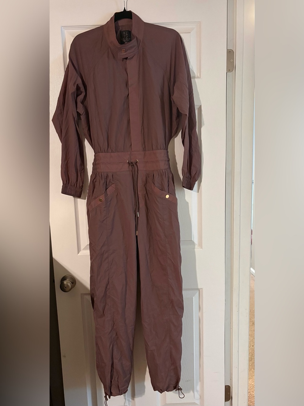 Athleta X Alicia Keys Womens Mauve Utility Jumpsuit with Drawstring Waist